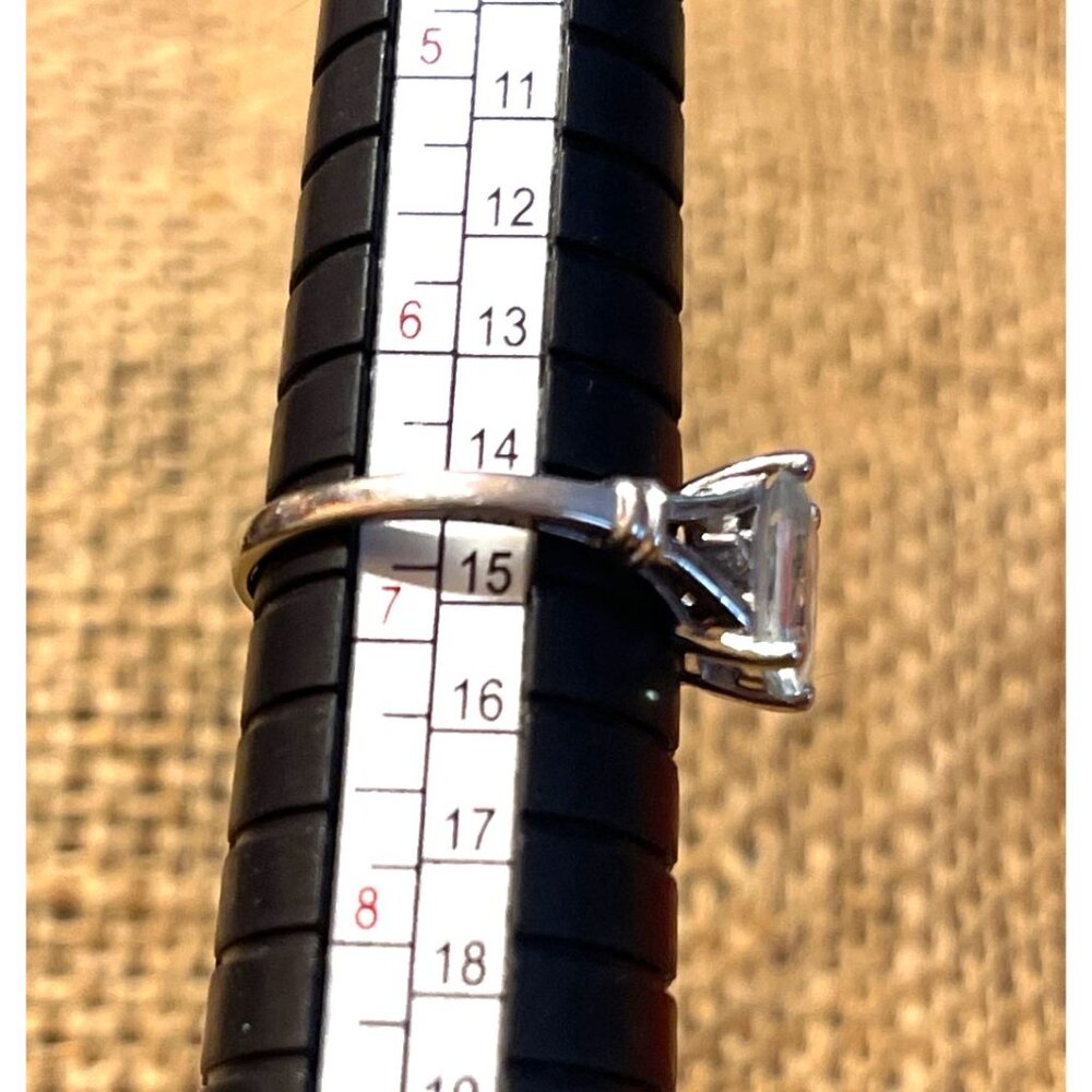 14k white Gold Aquamarine and Diamond Ring Signed Stunning Gift! Please Read - Picture 6 of 13